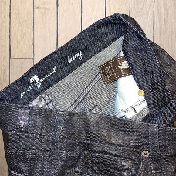 𝅺7 FOR ALL MANKIND SIZE 26 LUCY COATED SKINNY JEAN - Picture 2 of 4